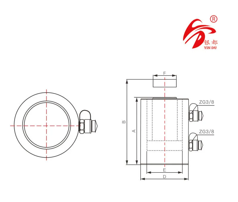 Cilindro idraulico a doppio effetto con ritorno rapido dell'olio da 100 tonnellate (RR